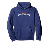 My heart beats for South Africa - Country flag Pullover Hoodie, Adult Unisex, Navy Blue, Medium