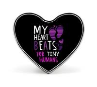 My Heart Beats For Tiny Humans Badge Pin Brooch Heart Shape Button Aluminum Decor for Backpacks Hats