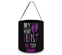 My Heart Beats For Tiny Humans Halloween Tricking Or Treating Candy Bag Reusable Tote Bag for Party Easter