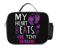 My Heart Beats for Tiny Humans Insulated Lunch Bag Lunchbox Cooler Container Tote for Work Travel Picnic