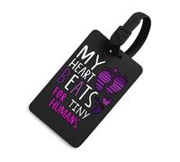 My Heart Beats for Tiny Humans Luggage Tag Travel Suitcase Identify Labels Baggage Handbag Tags with Name Card
