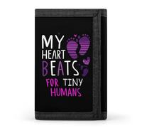 My Heart Beats for Tiny Humans Men Trifold Wallets with Card Holders Keychain Slim Purse Money Clip for Women