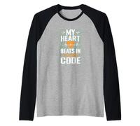 My Heart Beats in Binary Code Raglan Baseball Tee
