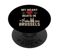 My Heart Beats In Brussels Belgium Capital PopSockets Adhesive PopGrip