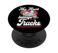 My Heart Belongs On The Tracks Train Lover Railfan PopSockets Adhesive PopGrip