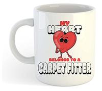 My Heart Belongs to A Carpet Fitter Cartoon Stlye Gift Mug - Valentines, Love, Gift