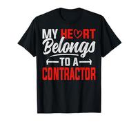 My Heart Belongs to a Contractor Construction Worker Gifts T-Shirt