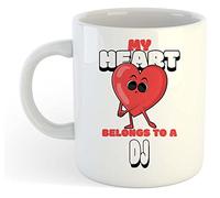 My Heart Belongs to A Dj Cartoon Stlye Gift Mug - Valentines, Love, Gift