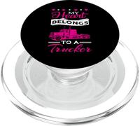 My Heart Belongs To A Trucker - Cute Love Trucker Wife PopSockets PopGrip for MagSafe