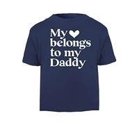 My Heart Belongs to Daddy Statement [BBY5] Short Sleeve Cotton Toddler t Shirt, 3-4 Years, Navy