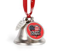 My Heart Belongs To Firefighter Christmas Bell & Sleigh Bells for Tree Decoration Hanging Ornaments Festive Decor Love Bell