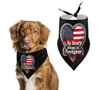 My Heart Belongs To Firefighter Dog Bandanas Cute Triangle Bibs Washable Cats Dogs Neckerchief Pet Scarf