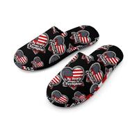My Heart Belongs To Firefighter Flannel Men's Slip-on Slippers Winter Warm House Shoes with Rubber Sole for Home Hotel