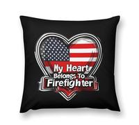 My Heart Belongs To Firefighter Plush Pillowcases Soft Throw Pillow Covers Body Cushion Protective Case for Sofa Car Home Decor 20 "x20 "
