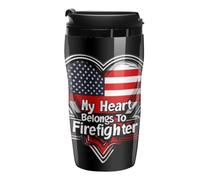 My Heart Belongs to Firefighter Portable Coffee Cups Insulated Mug