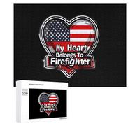 My Heart Belongs To Firefighter Wooden Jigsaw Puzzles for Adults Brain-Teasing Game Idea Puzzle Gift 500 PCS