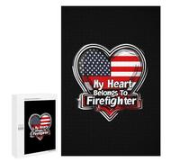 My Heart Belongs To Firefighter Wooden Jigsaw Puzzles for Adults Funny Brain-Teasing Game Idea Puzzle Gift