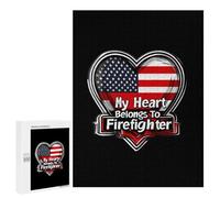 My Heart Belongs To Firefighter Wooden Jigsaw Puzzles for Adults Funny Brain-Teasing Game Idea Puzzle Gift
