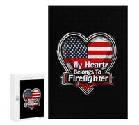 My Heart Belongs To Firefighter Wooden Jigsaw Puzzles for Adults Funny Brain-Teasing Game Idea Puzzle Gift