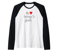 My Heart Belongs to Justin Girlfriend Wife Spouse Raglan Baseball Tee