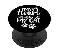 My heart belongs to my cat PopSockets Adhesive PopGrip