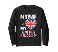 My Heart Country My United Kingdom Union Jack British Flag Long Sleeve T-Shirt