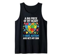 My Heart Has Autism Proud Autism Parent Dad Mom Autism Tank Top