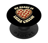 My Heart Is Extra Cheesy Funny Heart Shaped Pizza Saying PopSockets Adhesive PopGrip