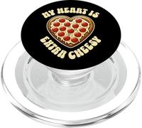 My Heart Is Extra Cheesy Funny Heart Shaped Pizza Saying PopSockets PopGrip for MagSafe