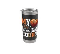 My Heart is on that Court Basketball Player mom Leopard Stainless Steel Insulated Tumbler