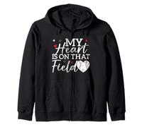 My Heart Is On That Field Baseball Mom Mama Women Zip Hoodie