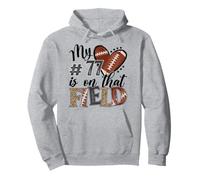 My heart is On That Field Custom Number 77 Football Mom Pullover Hoodie