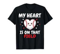 My Heart is On that Field - Cute Kawaii Heart Baseball T-Shirt