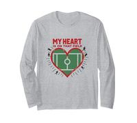 My Heart is On That Field Soccer Fan Passion Long Sleeve T-Shirt, Adult Unisex, Heather Grey, L