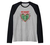 My Heart is On That Field Soccer Fan Passion Raglan Baseball Tee, Men, Black/Athletic Heather, S