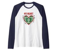My Heart is On That Field Soccer Fan Passion Raglan Baseball Tee, Men, Navy/White, M