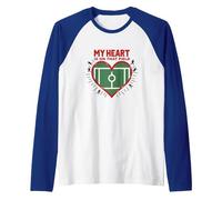 My Heart is On That Field Soccer Fan Passion Raglan Baseball Tee, Men, Royal Blue/White, M