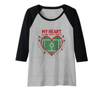 My Heart is On That Field Soccer Fan Passion Raglan Baseball Tee, Women, Black/Athletic Heather, S
