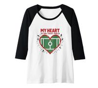 My Heart is On That Field Soccer Fan Passion Raglan Baseball Tee, Women, Black/White, M