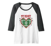 My Heart is On That Field Soccer Fan Passion Raglan Baseball Tee, Women, Dark Heather/White, XL