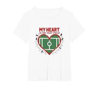 My Heart is On That Field Soccer Fan Passion T-Shirt, Women's Plus, White, 6X