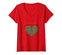My Heart is On That Field Soccer Fan Passion V-Neck T-Shirt, Women, Red, L