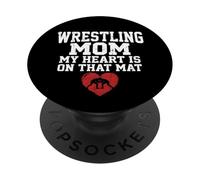 My Heart Is On That Mat Wrestling Mom Graphic PopSockets Adhesive PopGrip