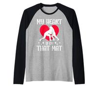 My Heart is On that Mat Wrestling Mom Raglan Baseball Tee