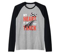 My Heart Is On That Track Drag Racing Race Car Driver Gifts Raglan Baseball Tee