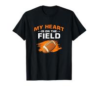 My Heart is on the Field Football Fan Apparel Design T-Shirt