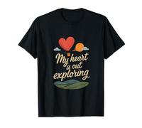 My Heart is Out Exploring Hot Air Balloon Wanderlust Design T-Shirt
