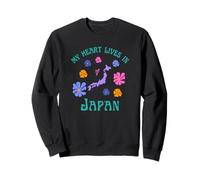 My Heart Lives In Japan Travel and Vacation Retro Floral Sweatshirt