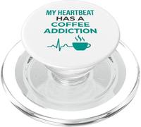My Heartbeat Has A Coffee Addiction Funny Nurse PopSockets PopGrip for MagSafe