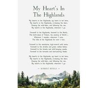 My Heart's in the Highlands Scottish Poetry Art Print, Robert Burns Highland Landscape Poem, Watercolour Mountain Scene Wall Decor. Size A4